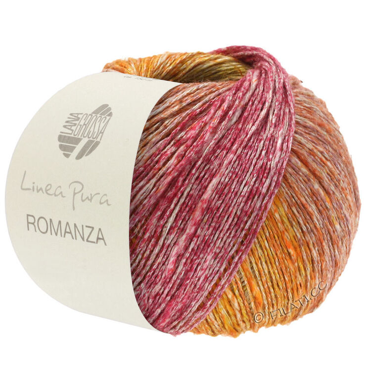 Lana Grossa ROMANZA (Linea Pura) | 01-hør/cyklamen/bær/gråorange/orange/gul