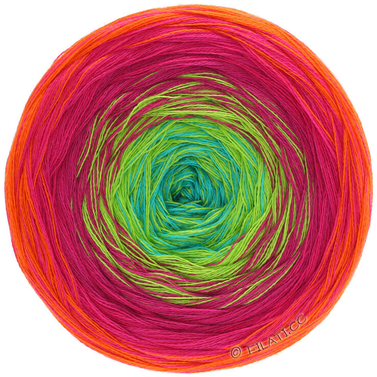 Lana Grossa SHADES OF COTTON | 101-orange/rød/cyklamen/gulgrøn/turkis