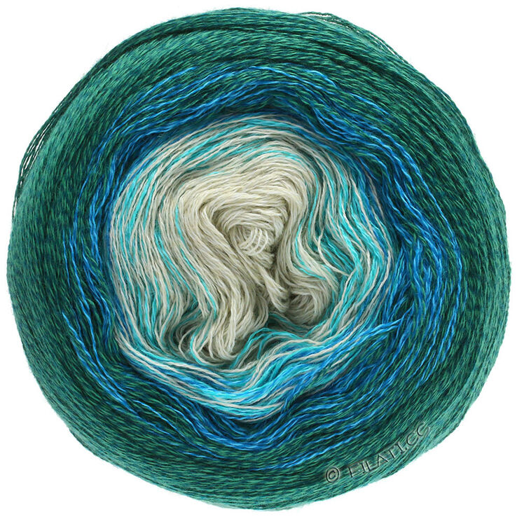Lana Grossa SHADES OF MERINO COTTON | 401-ecru/turkis/ensian/mørk petrol