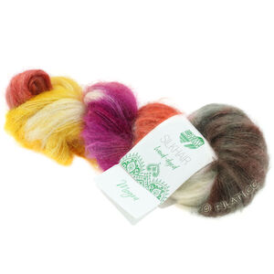 Lana Grossa SILKHAIR Hand-dyed | 608-mørk grå/ecru/terrakotta/gul/rødviolet