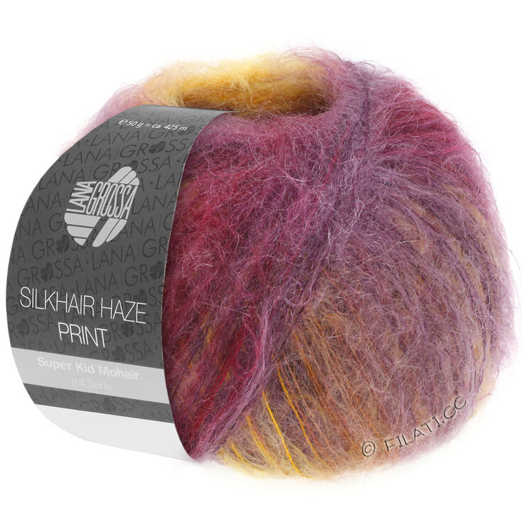 Lana Grossa SILKHAIR HAZE Print | 1201-gul/kaki/aubergine/bær