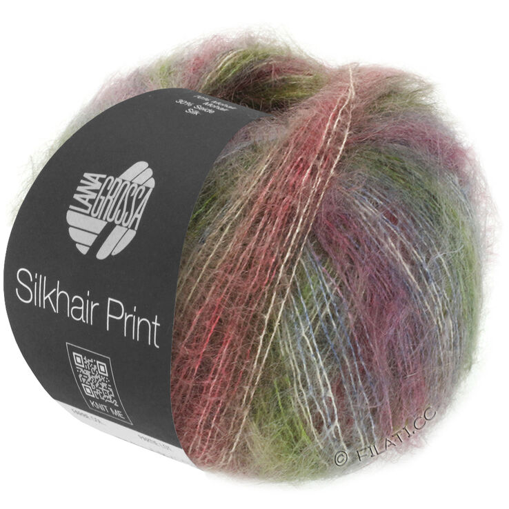 Lana Grossa SILKHAIR PRINT | 401-mosgrøn/taupe/gråblå/gammelrosa/beige