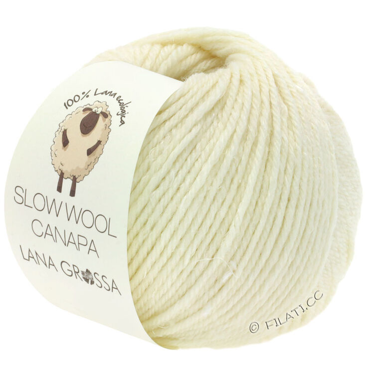 Lana Grossa SLOW WOOL CANAPA | 01-rå hvid