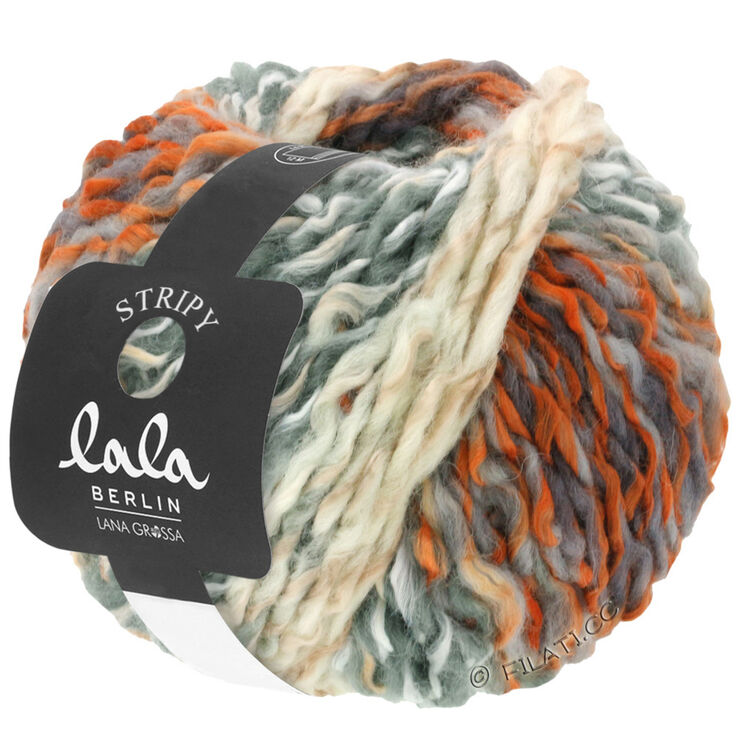 Lana Grossa STRIPY (lala BERLIN) | 01-hvid/grå/rust/orange/mørk grå