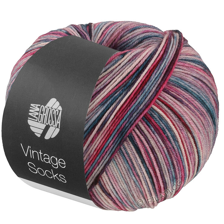 Lana Grossa VINTAGE SOCKS Multi | 1051-rosa/gråbeige/lys grå/mørk grå/pink/rødviolet