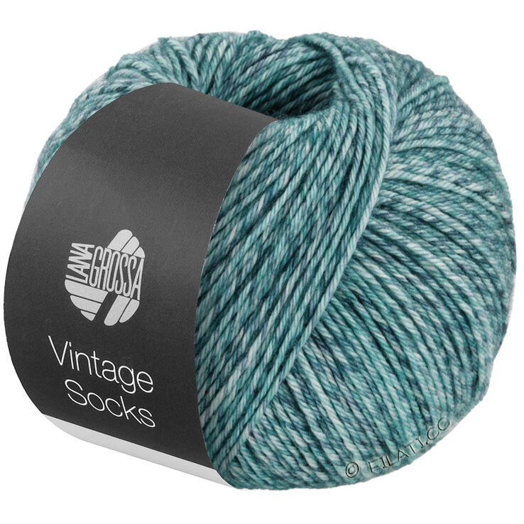 Lana Grossa Vintage Socks | 1003-mynte meleret/gråblå meleret/jeans meleret/petrol meleret
