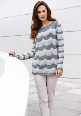 STRIBET SWEATER MED TAKKER Linarte fra Lana Grossa