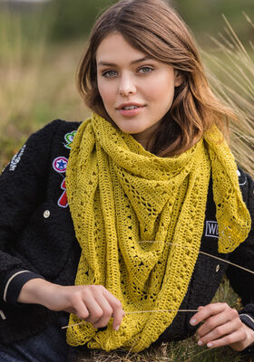 TREKANTTØRKLÆDE Cool Wool Lace - Strikkeopskrift (NO) fra Lana Grossa