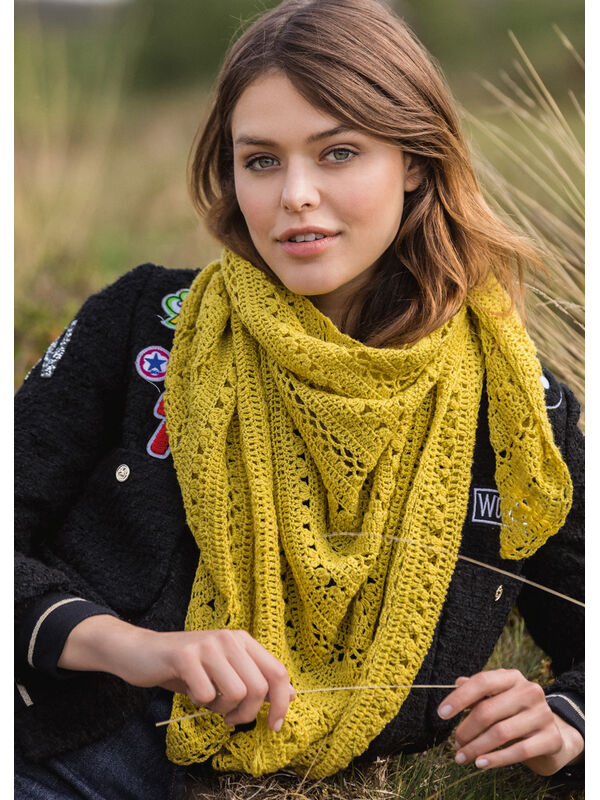 Lana Grossa TREKANTTØRKLÆDE Cool Wool Lace - Strikkeopskrift (NO)