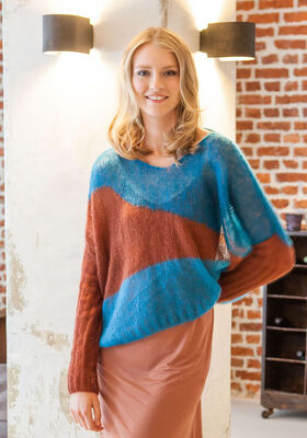 MOHAIRSWEATER MED FARVEFELTER Silkhair fra Lana Grossa
