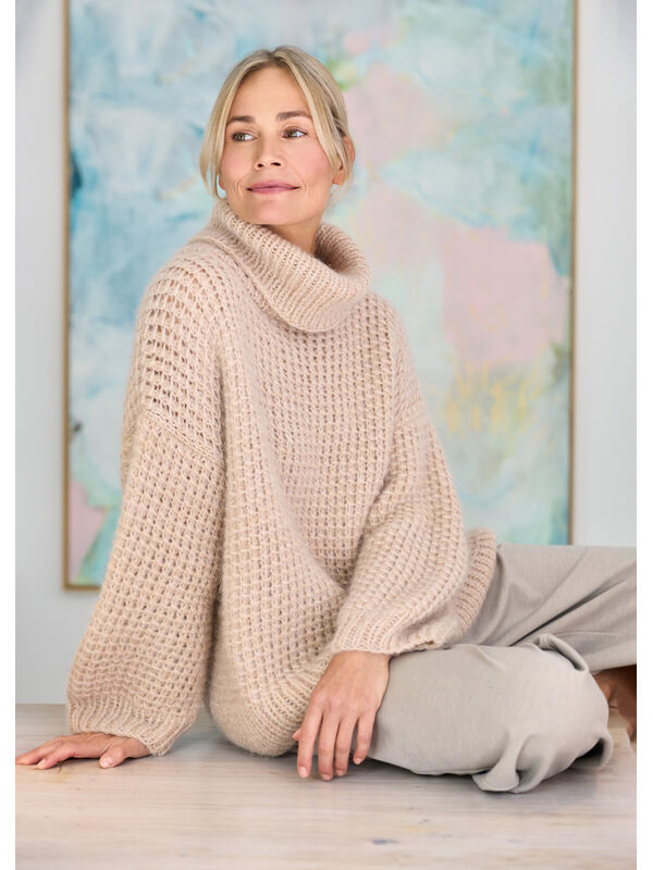 Lana Grossa PULLOVER MED RULLEKRAVE Nebbia & Silkhair