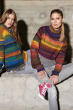 Lana Grossa Kort sweater med sadelskuldre i glat vrang Cinque Multi