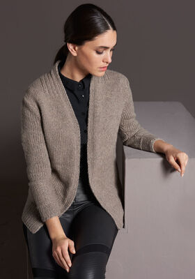 JAKKE I GLAT MED PARTIER I RIB Alta Moda Cashmere 16 fra Lana Grossa