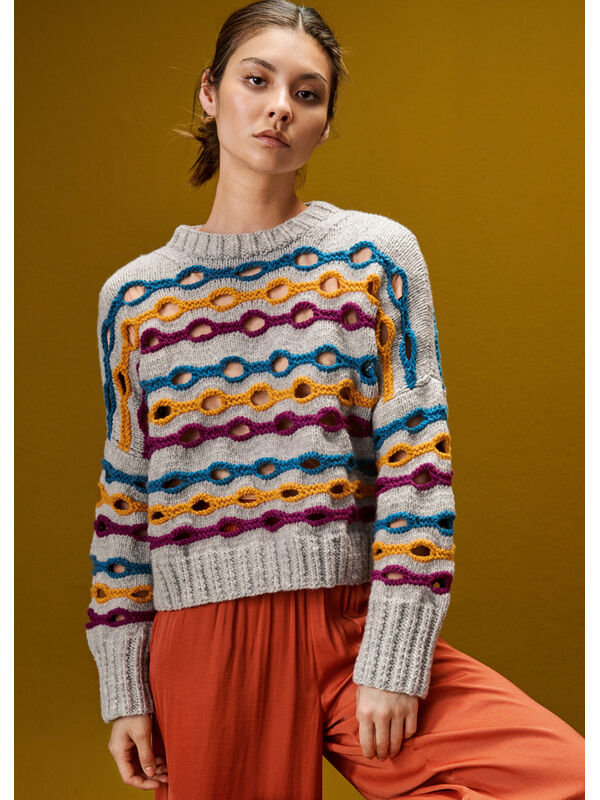 Lana Grossa PULLOVER MED RILLER-HULLMØNSTER Alta Moda Cashmere 16 - Strikkeopskrift (NO)