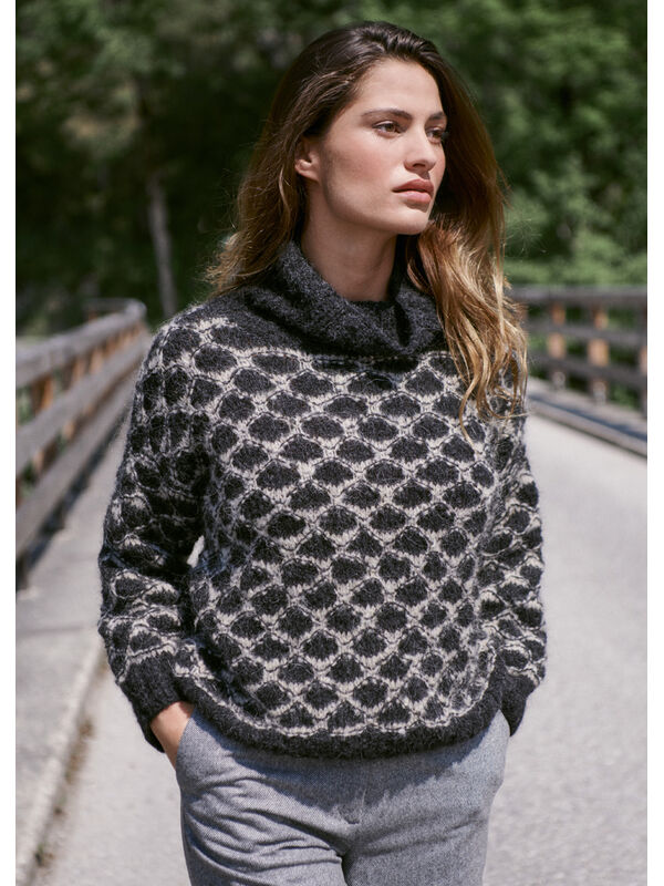 Lana Grossa PULLOVER Natural Alpaca Lungo - Strikkeopskrift (SE)