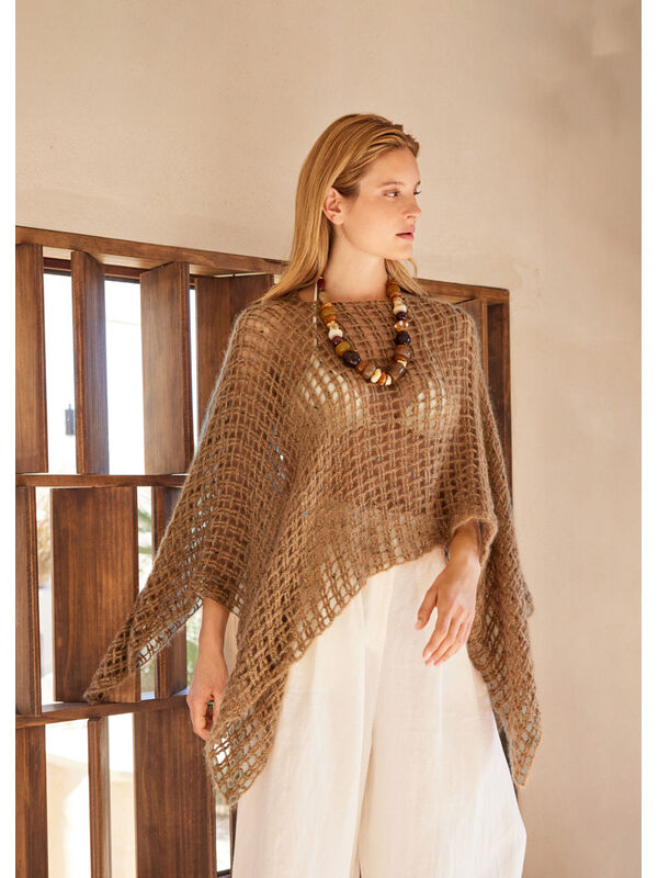 Lana Grossa HÆKLET PONCHO Natural Superkid Tweed