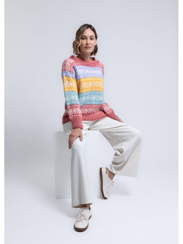 FILATI Studio PULLOVER MED MØNSTERSTRIBER Natural Alpaca Pelo