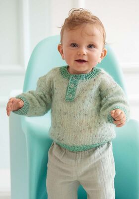 PULLOVER Natural Superkid Tweed & Ecopuno fra Lana Grossa