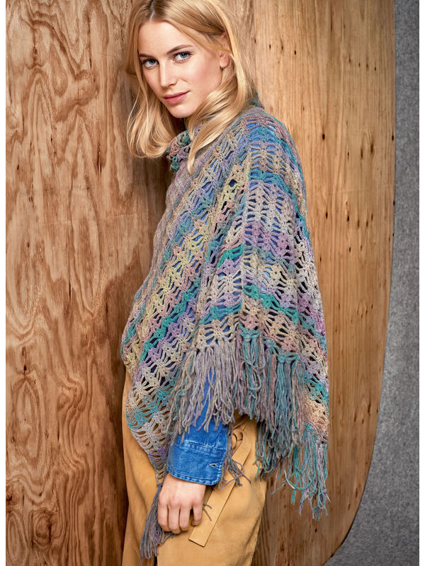 Lana Grossa HÆKLET PONCHO MED FRYNSER Cashmere 16 Fine Degradé