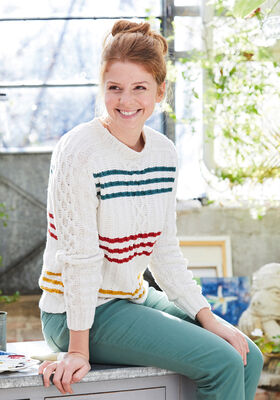 PULLOVER MED FLETNINGER OG STRIBER Landlust Sommerseide - Strikkeopskrift (NO) fra Lana Grossa