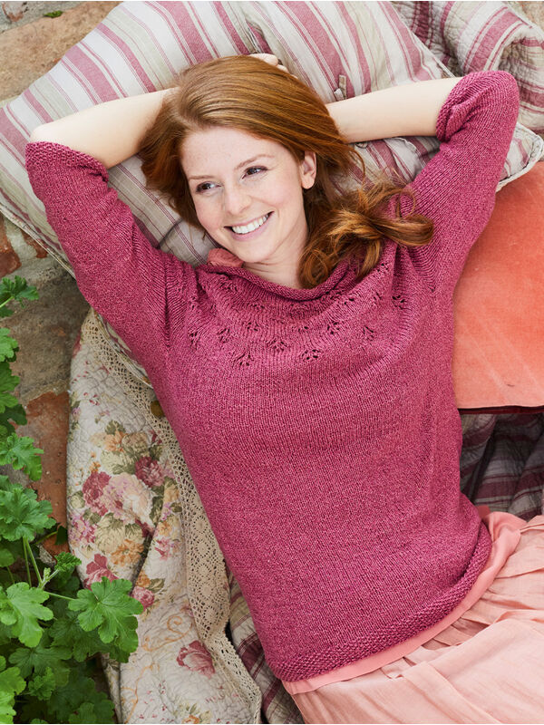 Lana Grossa PULLOVER MED RUNDT BÆRESTYCKE Sommerseide - Strikkeopskrift (NO)