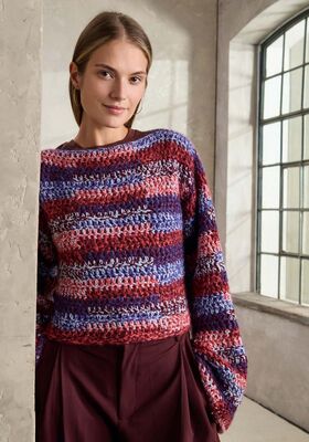 HÆKLET PULLOVER Cool Merino & Superkid Seta - Hækleopskrift (SE) fra Lana Grossa
