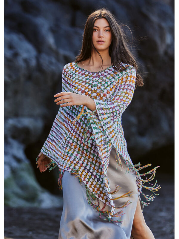Lana Grossa HÆKLET PONCHO Gomitolo Selezione 3 & Alta Moda Cotolana - Hækleopskrift (SE)