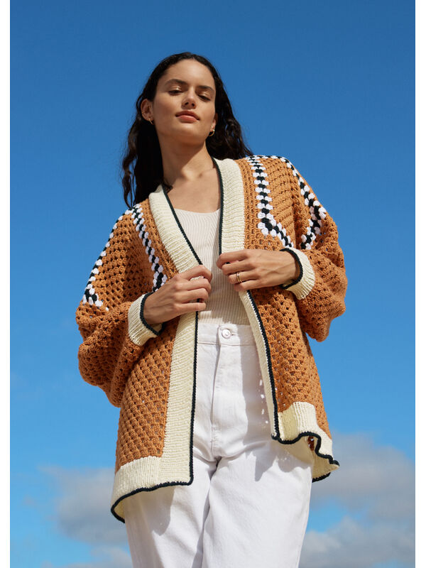 Lana Grossa CARDIGAN I STANGMASKEHULMØNSTER Soft Cotton