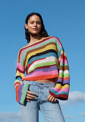 LANGÆRMET SWEATER I STANGMASKER Cotone & Elastico fra Lana Grossa