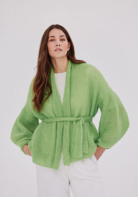 TOP-DOWN CARDIGAN MED SJALSKRAVE Silkhair  fra Lana Grossa