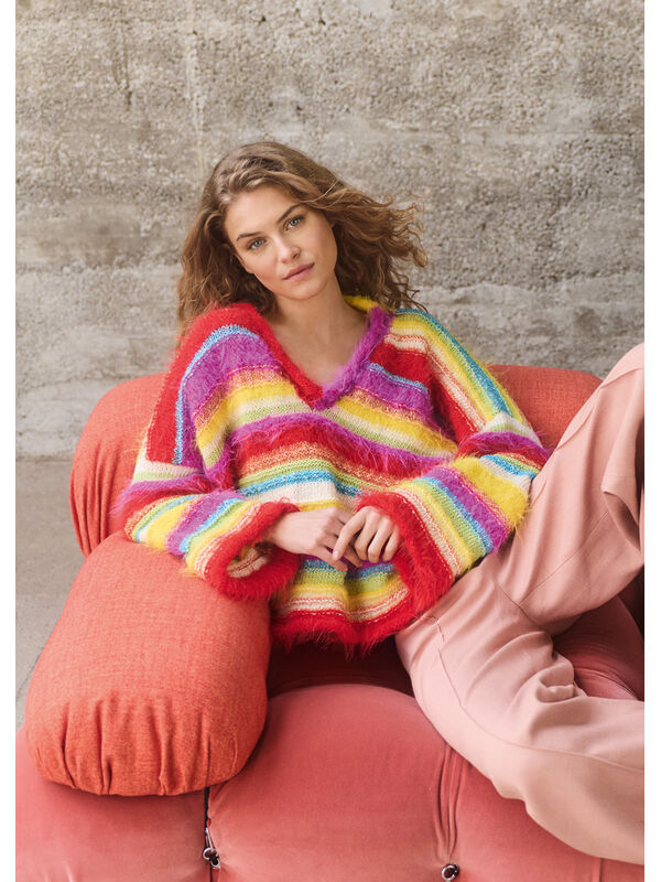 Lana Grossa V-PULLOVER MED STRIBER Basta, Bottoni & Summer Softness
