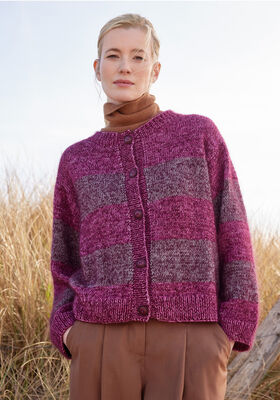 BLOKSTRIBET JAKKE Cool Wool Vintage & Silkhair fra Lana Grossa