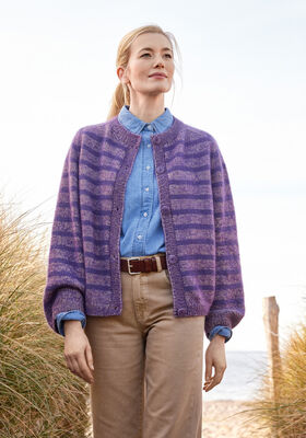 TOP DOWN JAKKE MED STRIBER Merino Superiore & Silkhair fra Lana Grossa