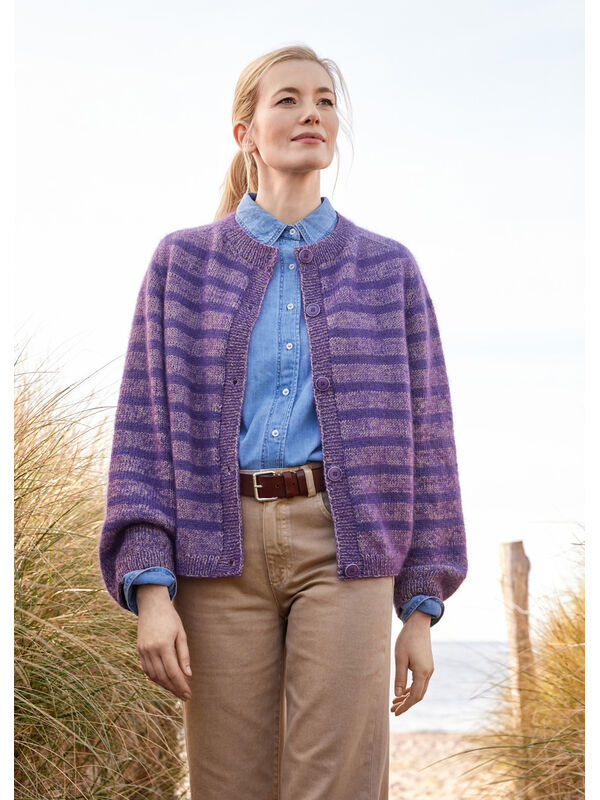 Lana Grossa TOP DOWN JAKKE MED STRIBER Merino Superiore & Silkhair