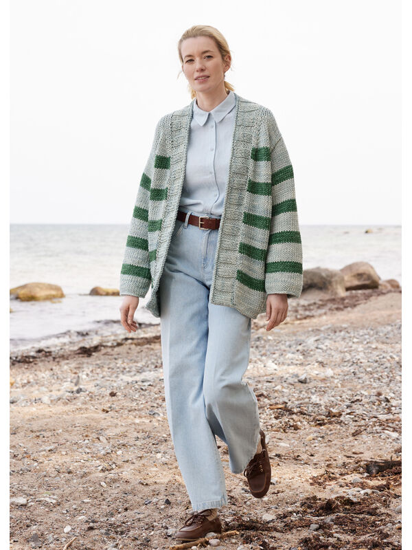 Lana Grossa TOP-DOWN JAKKE MED STRIPBER Vintage Superchunky