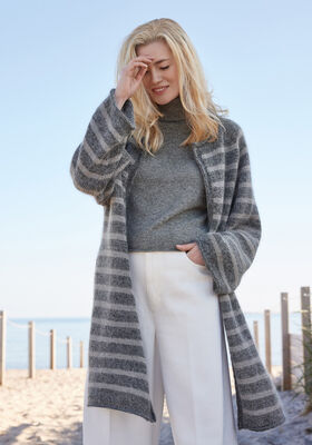 TOP-DOWN JAKKE MED STRIBER Merino Superiore & Silkhair fra Lana Grossa