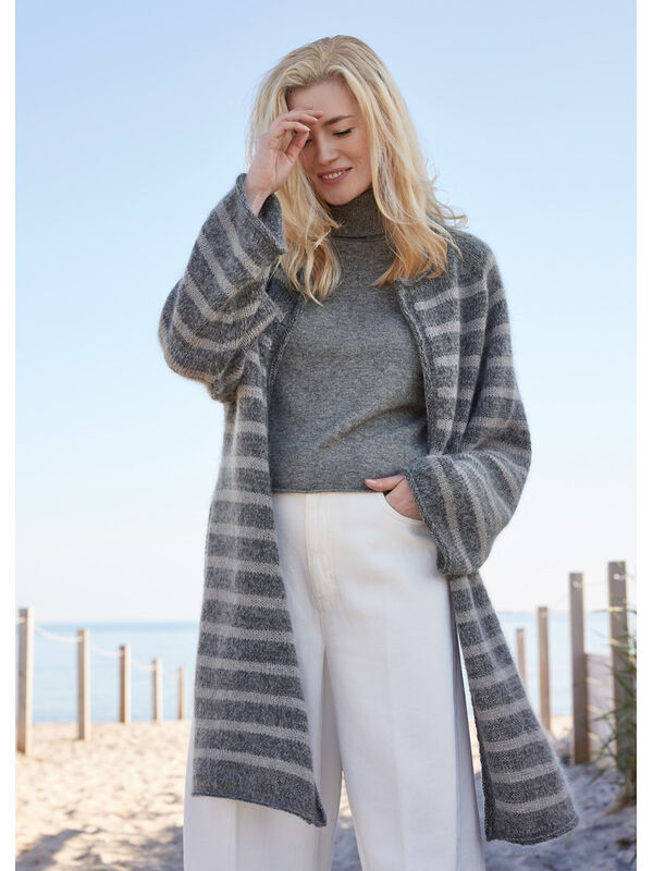 Lana Grossa TOP-DOWN JAKKE MED STRIBER Merino Superiore & Silkhair
