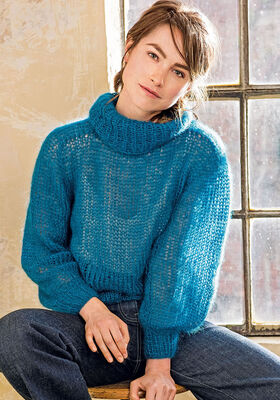 SUPERLET RULLEKRAVESWEATER Silkhair fra Lana Grossa