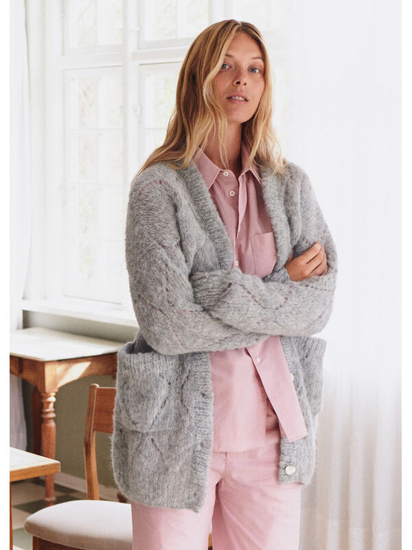 Lana Grossa TOP-DOWN LANG JAKKE Natural Alpaca Lungo