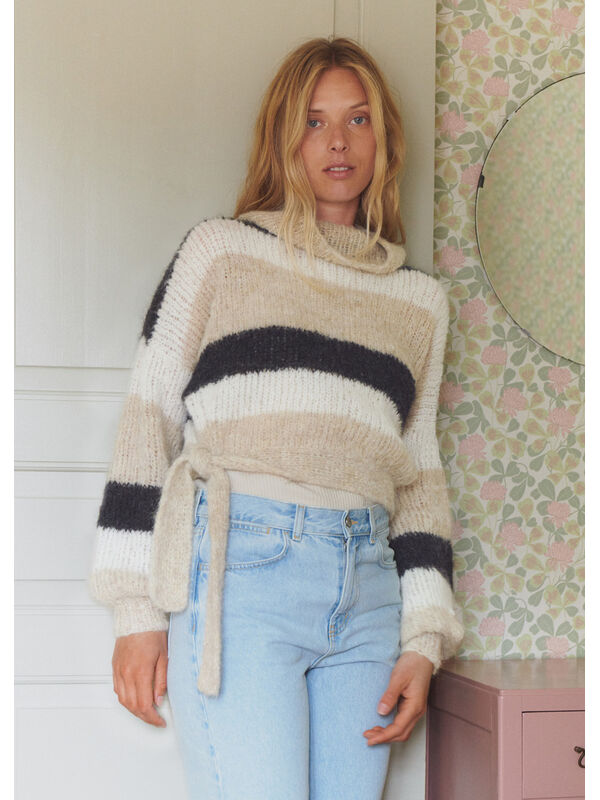 Lana Grossa PULLOVER MED BINDEBÅND Natural Alpaca Lungo