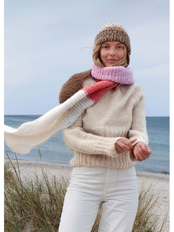 Lana Grossa TØRKLÆDE MED BLOKSTRIBER Natural Alpaca Lungo