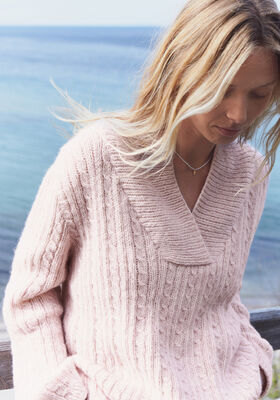 TOP-DOWN PULLOVER Natural Alpaca Pelo fra Lana Grossa
