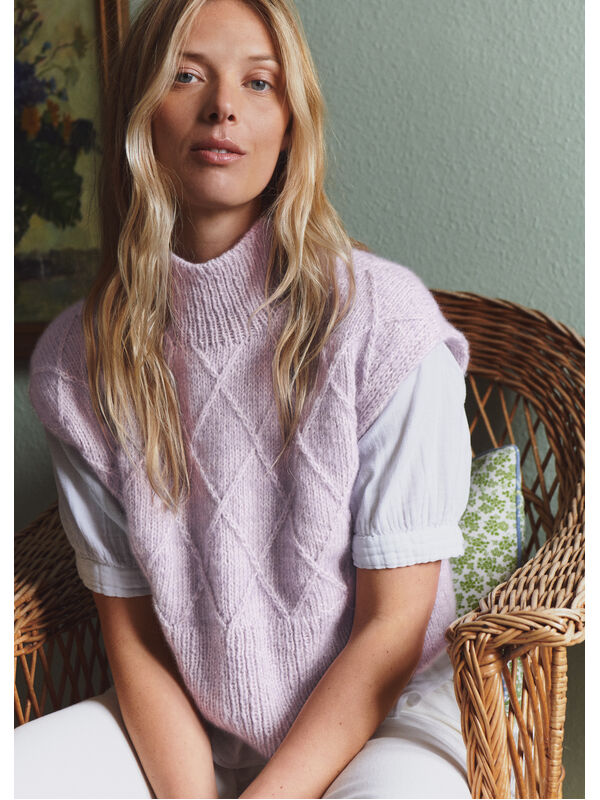 Lana Grossa SLIPOVER MED RUDEMØNSTER Natural Alpaca Pelo