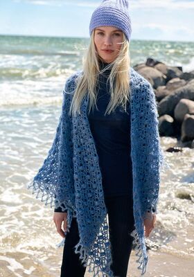 HÆKLET SJAL Natural Superkid Tweed fra Lana Grossa