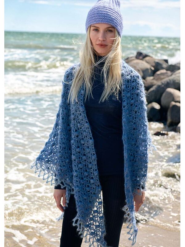 Lana Grossa HÆKLET SJAL Natural Superkid Tweed