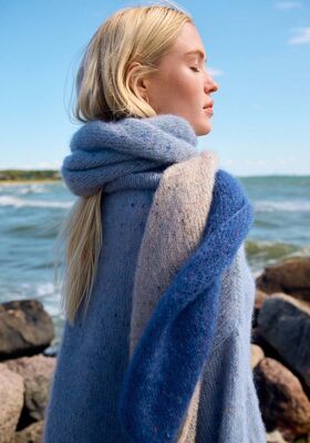 DIAGONAL SJAL Natural Superkid Tweed fra Lana Grossa