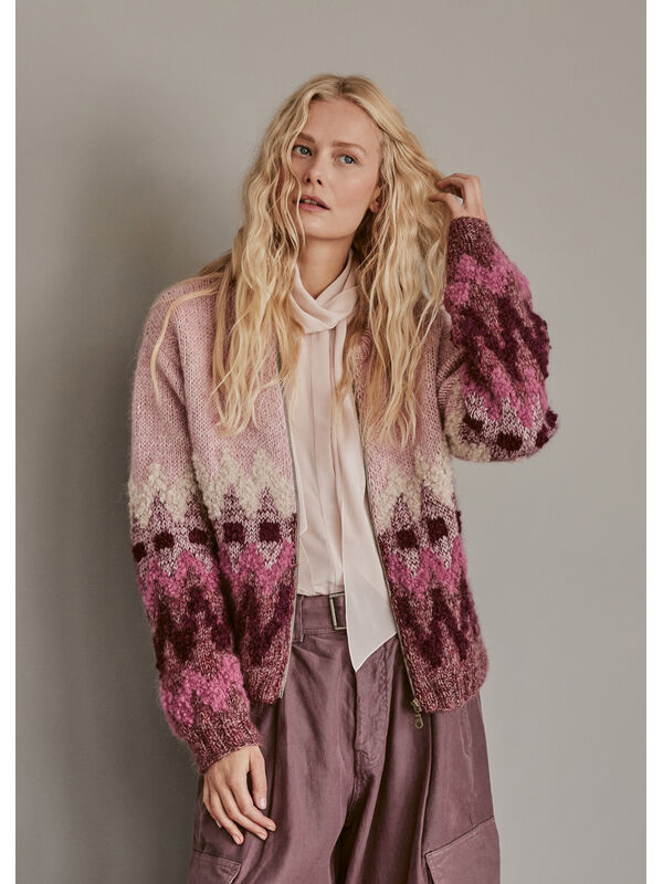 Lana Grossa JACQUARD-JAKKE Natural Alpaca Pelo, Silkhair & Orsetto