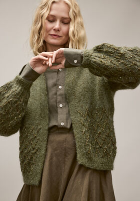 CARDIGAN Natural Lama Fine, Silkhair & Glamour fra Lana Grossa