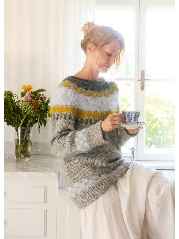 Lana Grossa SWEATER MED RUNDT BÆRESTYKKE Natural Alpaca Pelo & Basta