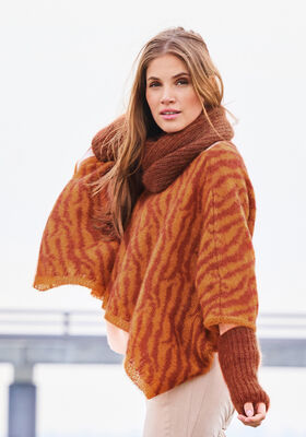PONCHO I TIGERMØNSTER Silkhair - Strikkeopskrift (NO) fra Lana Grossa